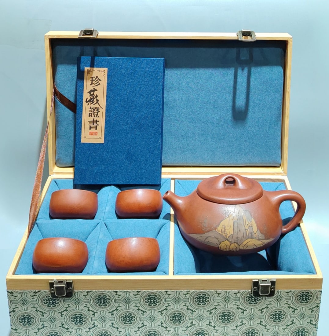 Name: Clay-Painted Stone Ladle Teapot Set (1 of 9)