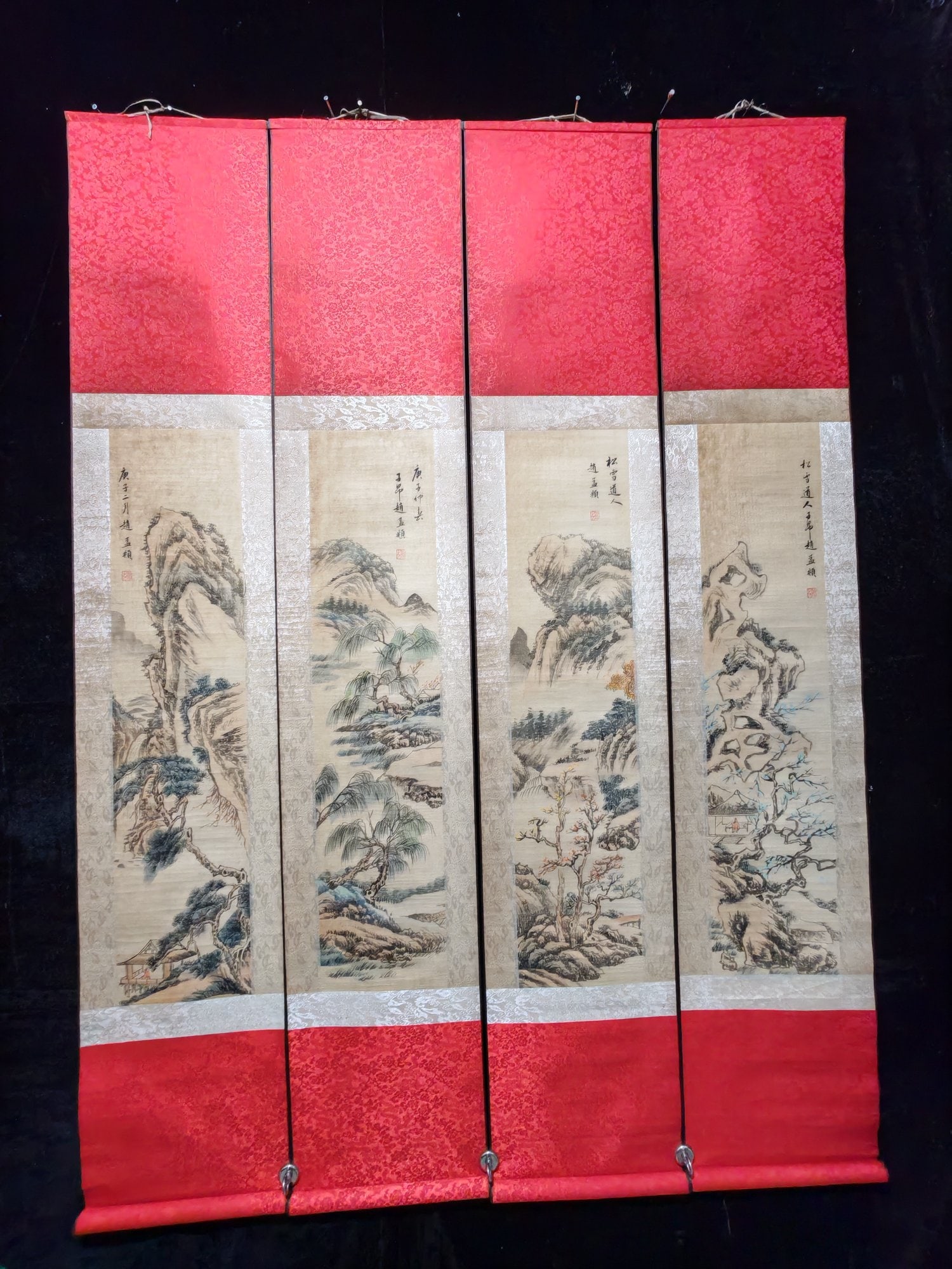 Zhao Mengfu's four-panel landscape painting (1 of 9)