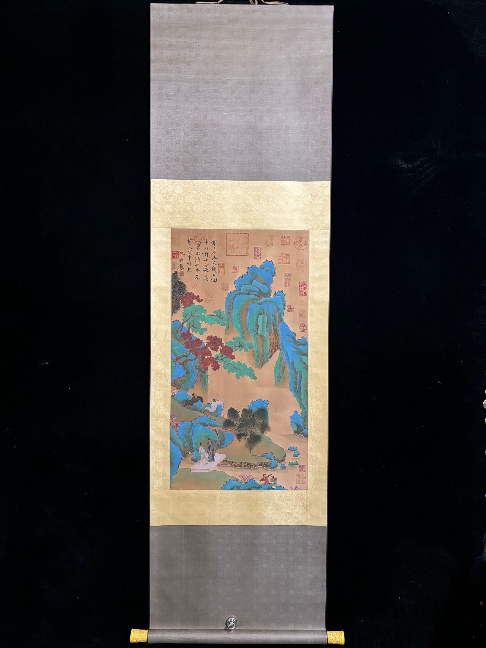 (Qiu Ying Landscape) Fine Hand-painted Scroll on Silk with Three-Foot Apron (1 of 9)