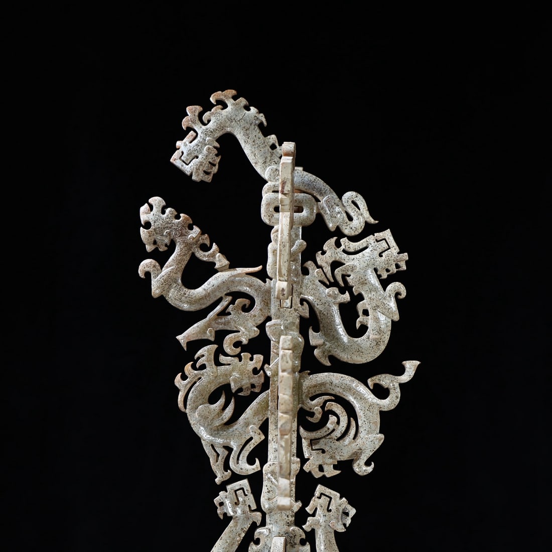 Exquisite antique, Hetian jade, unearthed, fully infiltrated with gray patina, featuring a dragon - 2