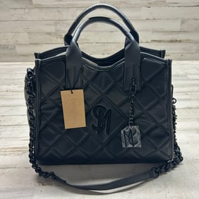 Steve Madden Quilted Black Handbag w/ Chain Strap & Logo Charm – New w/ Tags