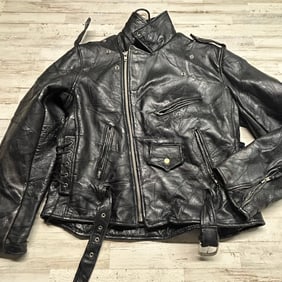 Diamond Plate Buffalo Leather Motorcycle Jacket, Men's Large