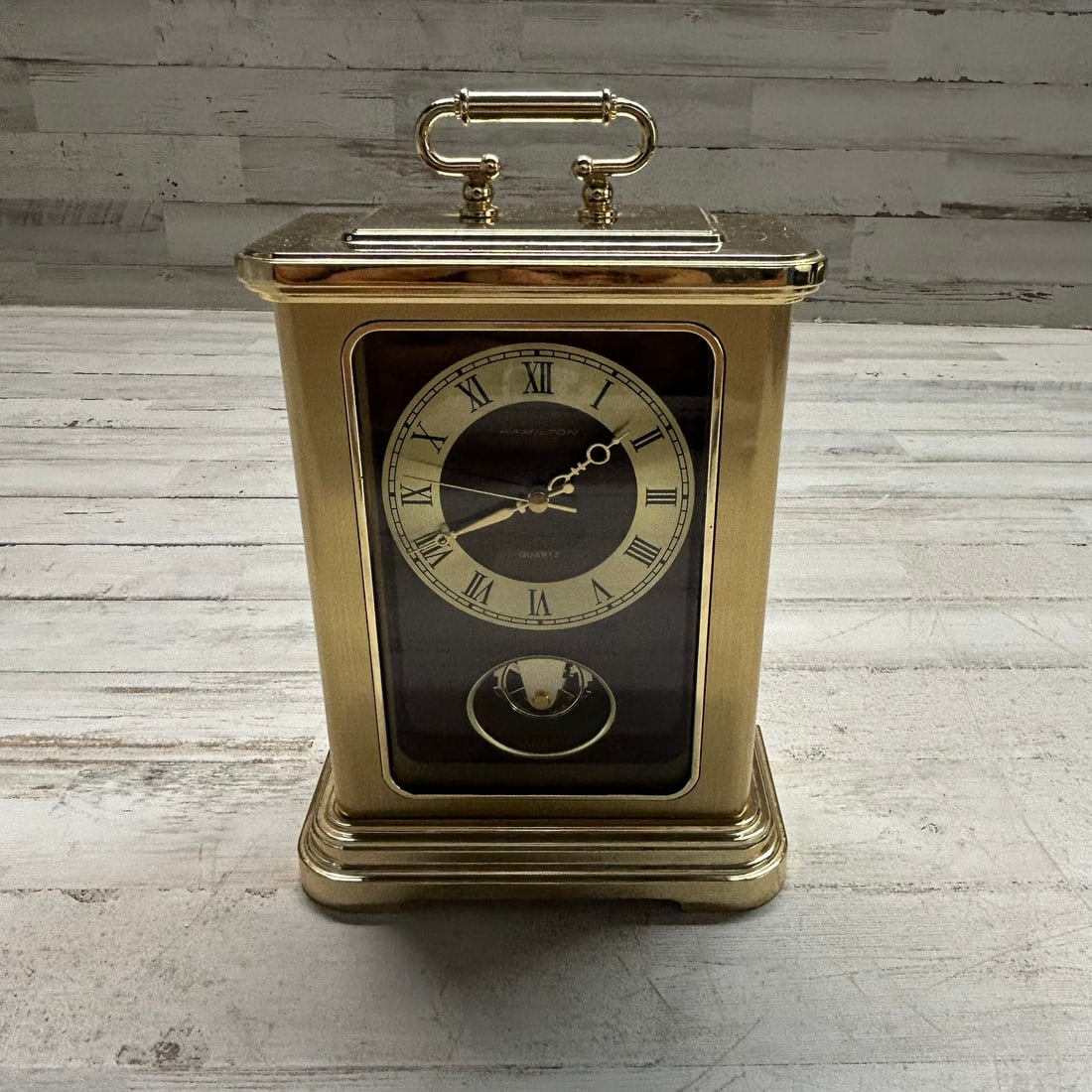 Hamilton Brass-Tone Quartz Mantel/Desk Clock (1 of 6)