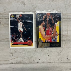 Two Michael Jordan Chicago Bulls Trading Cards (Upper Deck McDonald's P5, JC1)