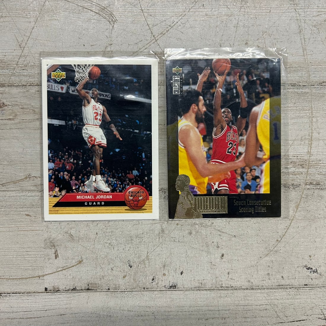 Two Michael Jordan Chicago Bulls Trading Cards (Upper Deck McDonald's P5, JC1) (1 of 6)