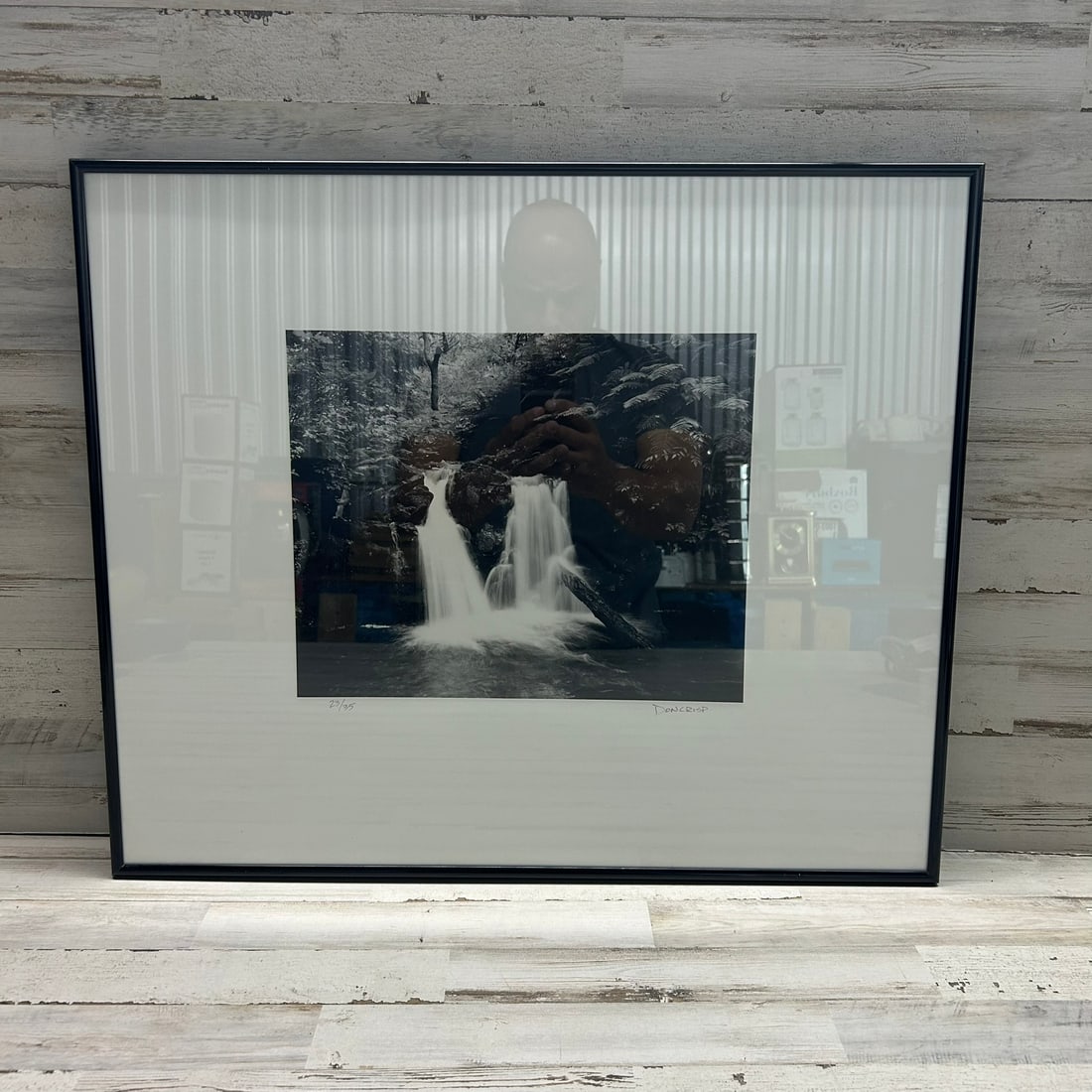 Don Crisp Signed & Numbered Photograph, Waterfall (23/35), Framed: Framed limited-edition photographic print depicting a woodland waterfall. Pencil signed “Don Crisp” and numbered 23/35 along the lower margin. Not examined out of frame.
