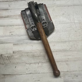 Vintage Folding Entrenching Tool/Shovel with Leather Carrier