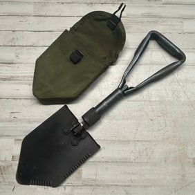 Military Folding Entrenching Tool/Shovel w/ Canvas Pouch