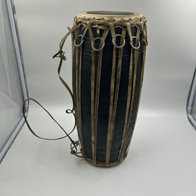 Traditional Indian Double-Headed Barrel Drum (Dholak / Pakhawaj Style)