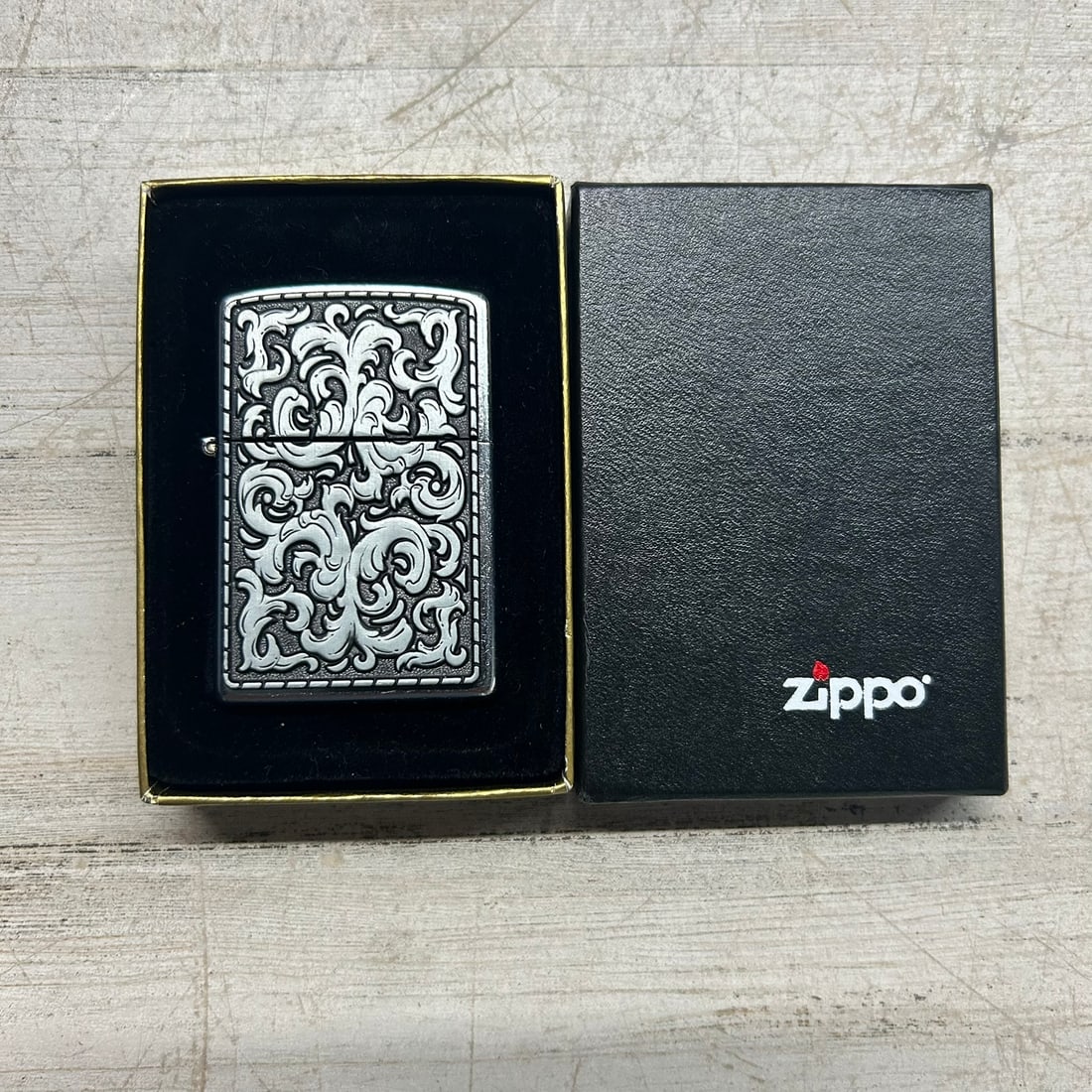 Collectible Zippo Scrollwork Pattern Lighter with Original Box (1 of 7)