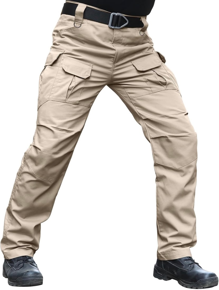 Men’s Tactical Cargo Pants, Stretch Ripstop, Khaki, New in Package: Men’s Tactical Cargo Pants, Stretch Ripstop, Khaki, New in Package