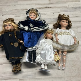 Four Collector’s Choice Porcelain Dolls with Limited Edition Tags