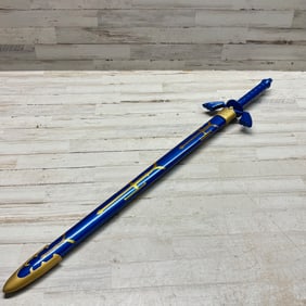 Legend of Zelda Master Sword Replica with Scabbard Blue and Gold Decorative Sword