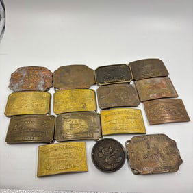Vintage Belt Buckle Lot incl. Wells Fargo, Tiffany & Co., American Express, Sun Rubber