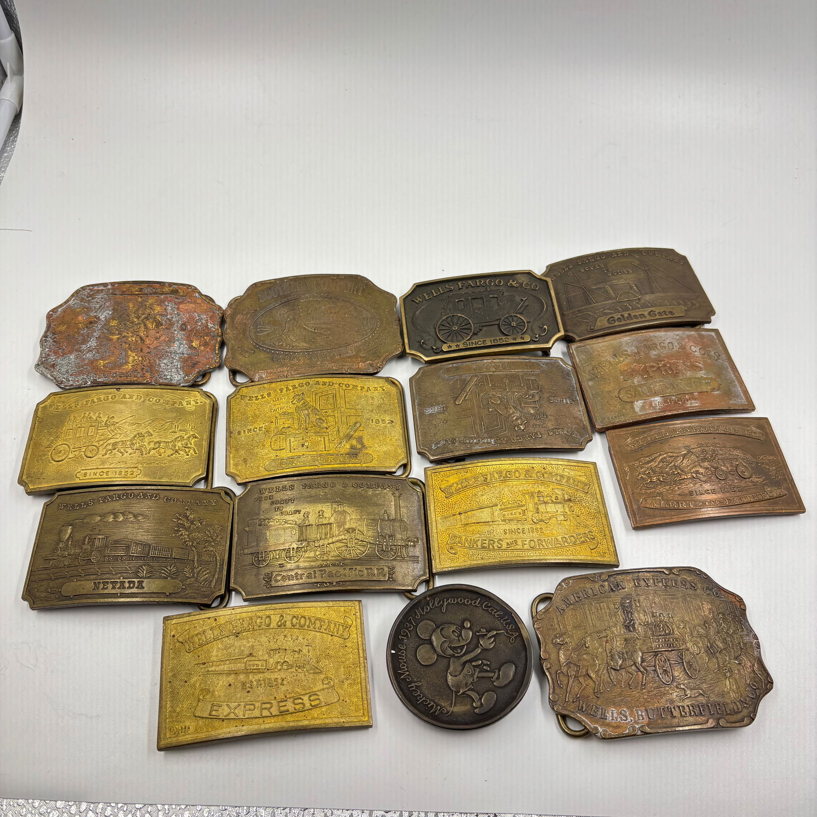 Vintage Belt Buckle Lot incl. Wells Fargo, Tiffany & Co., American Express, Sun Rubber (1 of 17)