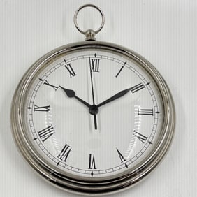 Pottery Barn Nickel-Finish Wall Clock with Roman Numerals