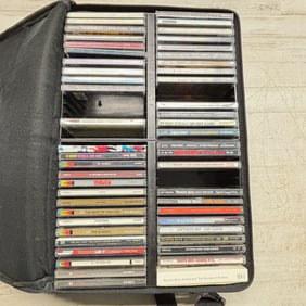 Large Assorted Rock & Hip-Hop CD Collection with Case Logic Carrying Case