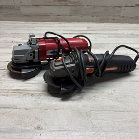 Pair of Corded 4-1/2" Angle Grinders Including Warrior and Red 115mm Models