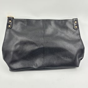 Bellino Black Pebbled Leather Tote Bag with Gold-Tone Hardware and Detachable Straps