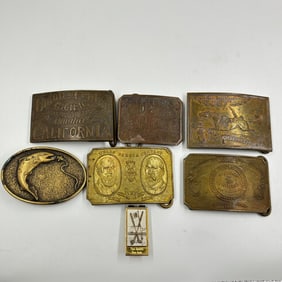 Collection of Vintage Brass Belt Buckles Including Tiffany & Co.