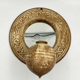 Studio Pottery Wall Sconce with Textured Glaze