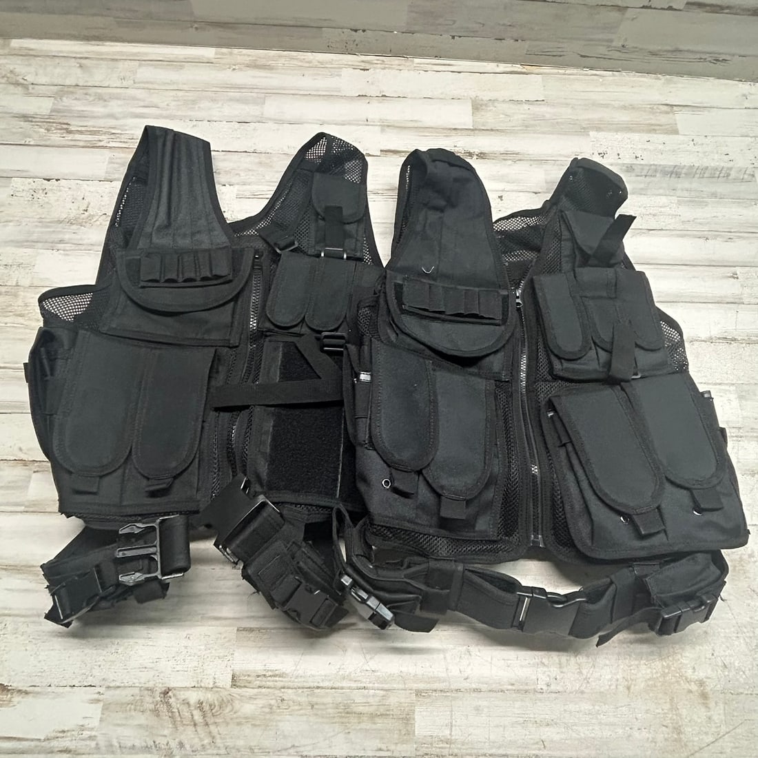 Two Black Tactical Utility Vests with Multiple Pouches (1 of 8)