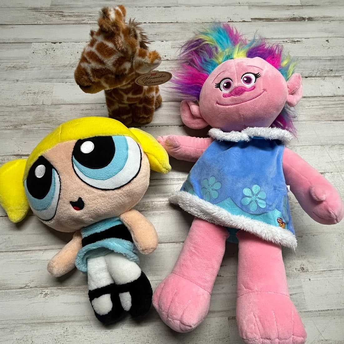 3 Plush Toys: Trolls Poppy, Powerpuff Girls Bubbles, Yomiko Giraffe (1 of 7)