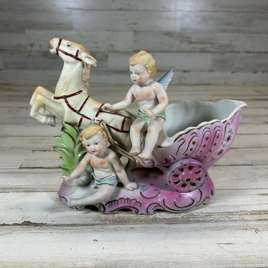 Antique "Made in Japan" Porcelain Cherub & Horse Planter/Art Vase (1 of 8)