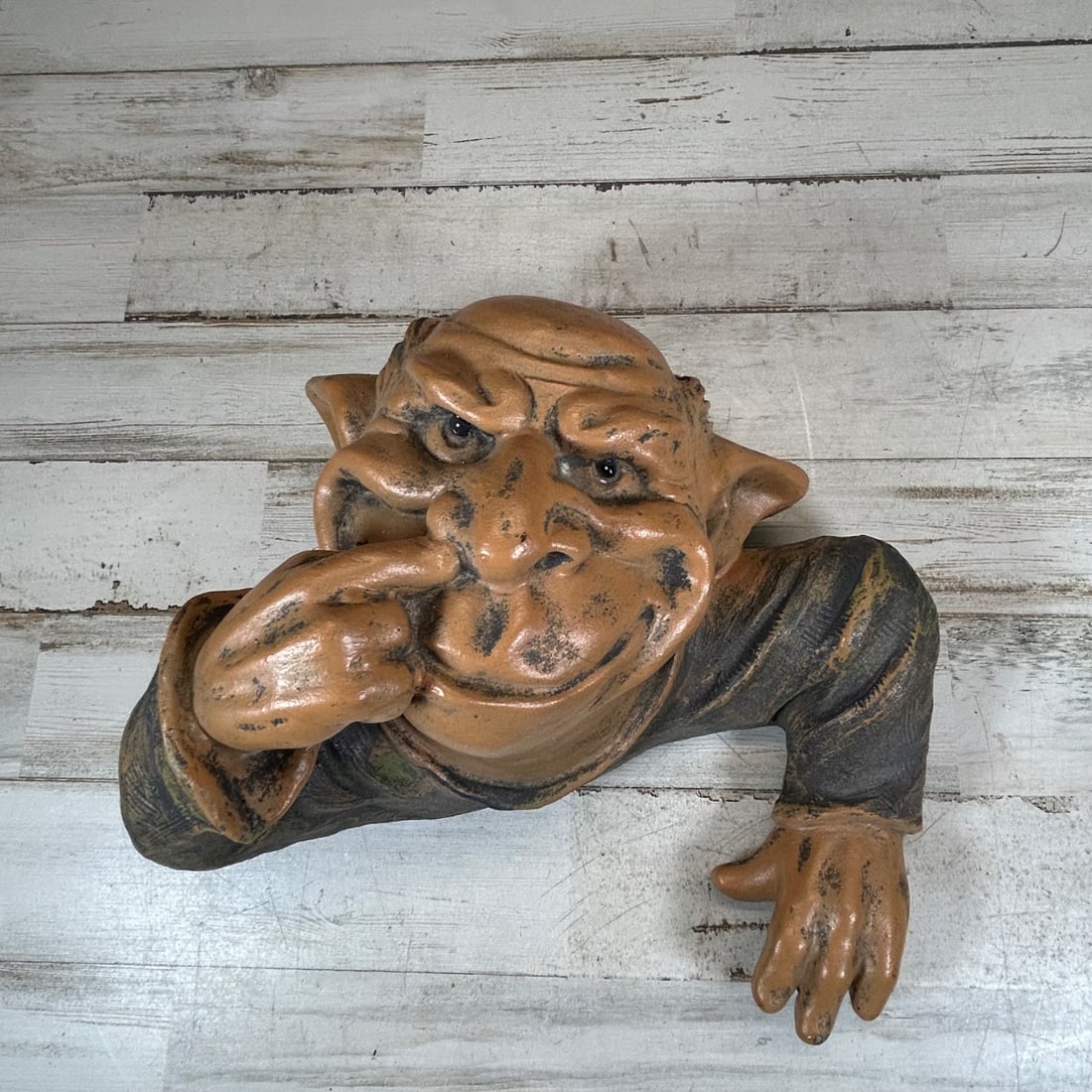 Vintage Garden Gnome Troll Statue Wall Mount Sculpture Resin 13" (1 of 7)