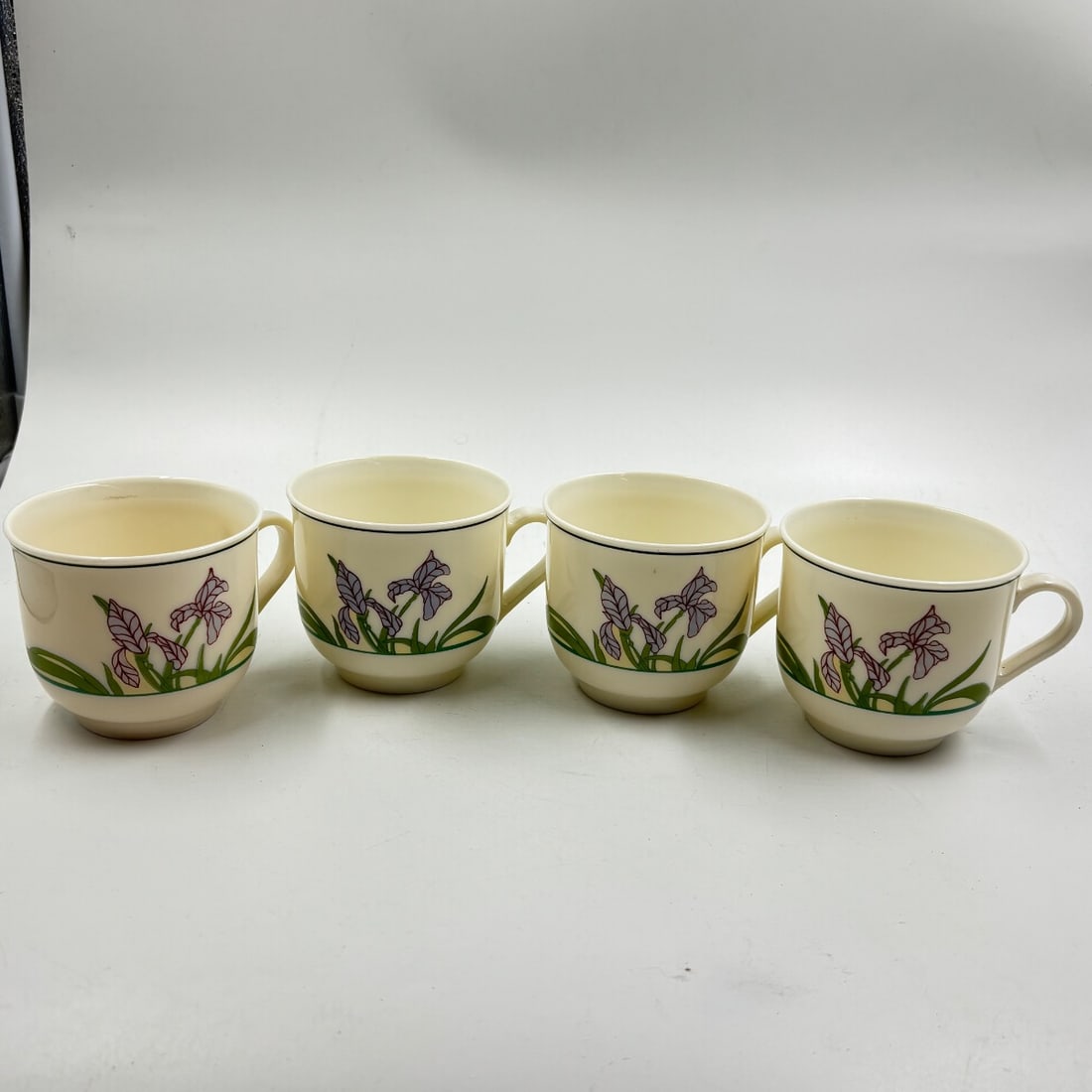Lot of 4 Arcopal France "Iris" Pattern Demitasse Cups Cream Floral Bone China (1 of 5)