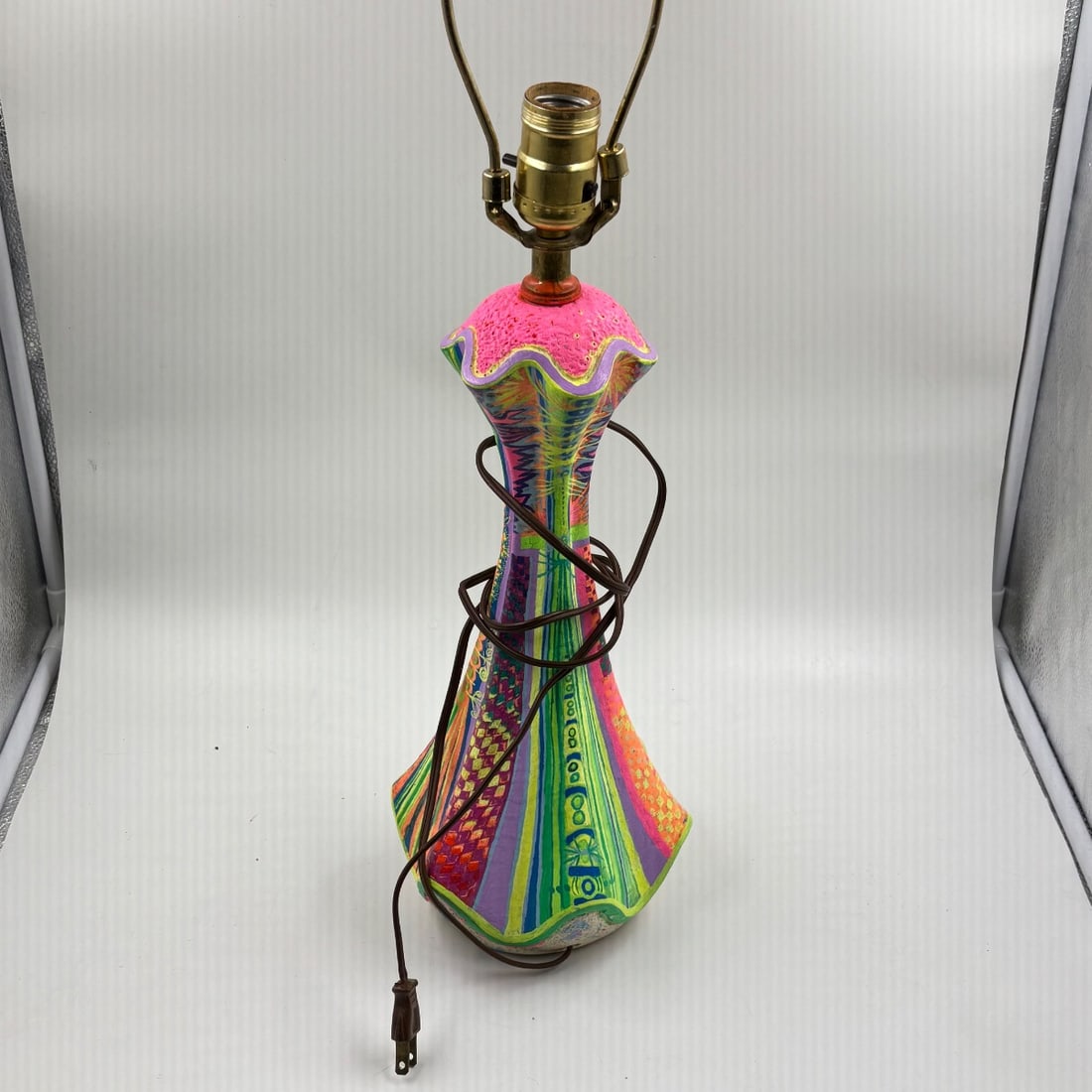 Whimsical Mid-Century Ceramic Table Lamp Psychedelic Retro Swirl MCM Decor (1 of 9)