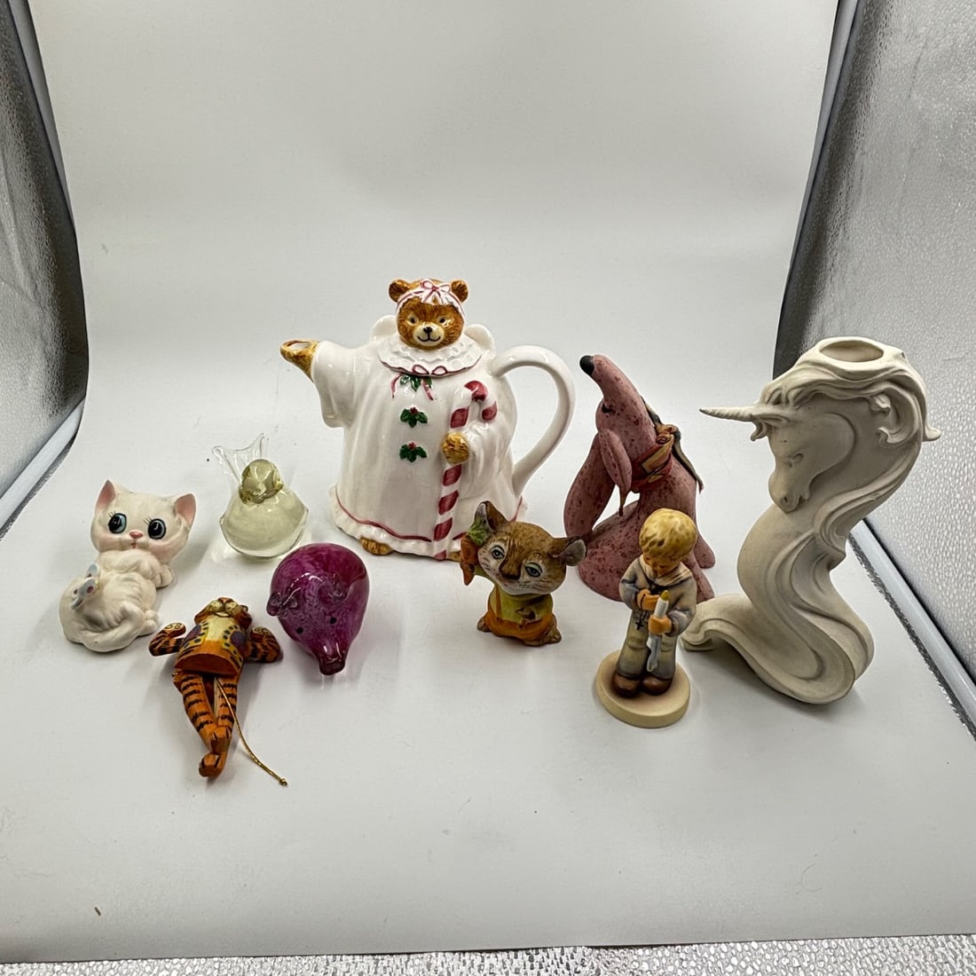 Ceramic Figurine Collection: Bear Teapot, Unicorn Candlestick, Kitten, Mouse & More (1 of 8)