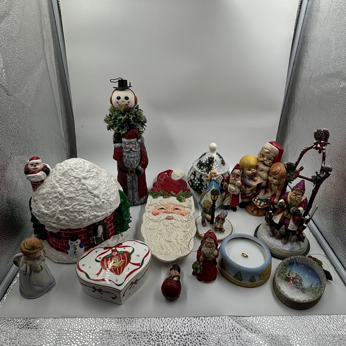 Assorted Christmas Figurines Lot: Santa, Snowman, Angels, Village Scene (1 of 10)