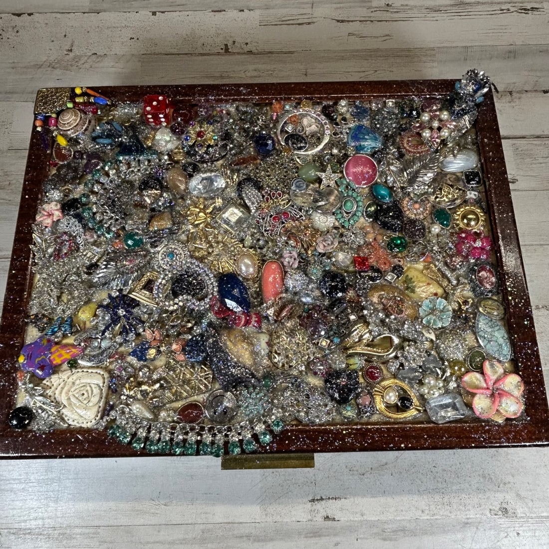 Vintage Costume Jewelry Collection Box - Brooches, Necklaces, Bracelets Assortment (1 of 6)