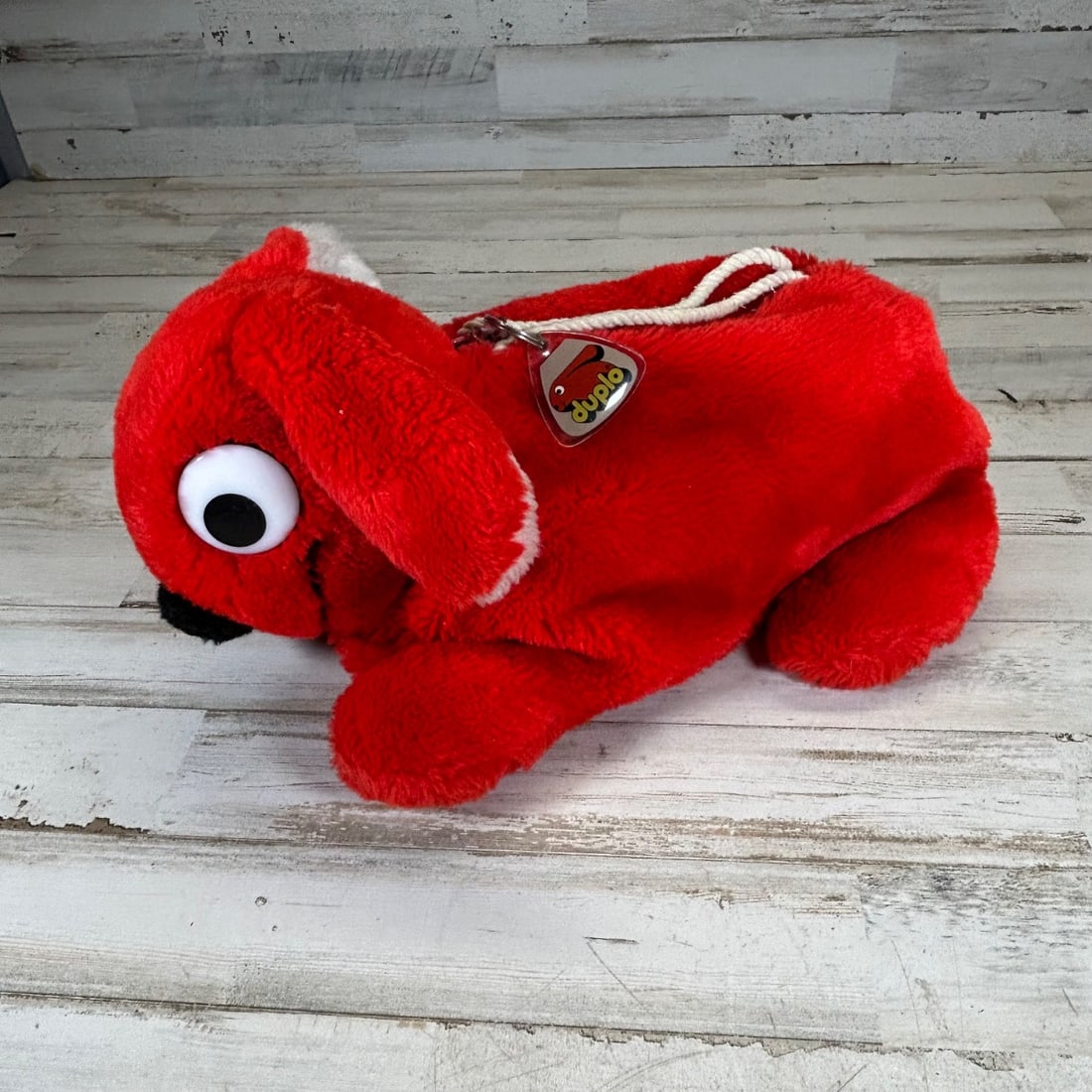 Vintage Duplo Red Dog Plush Stuffed Animal Zipper Bag w/ Lego Bricks (1 of 6)