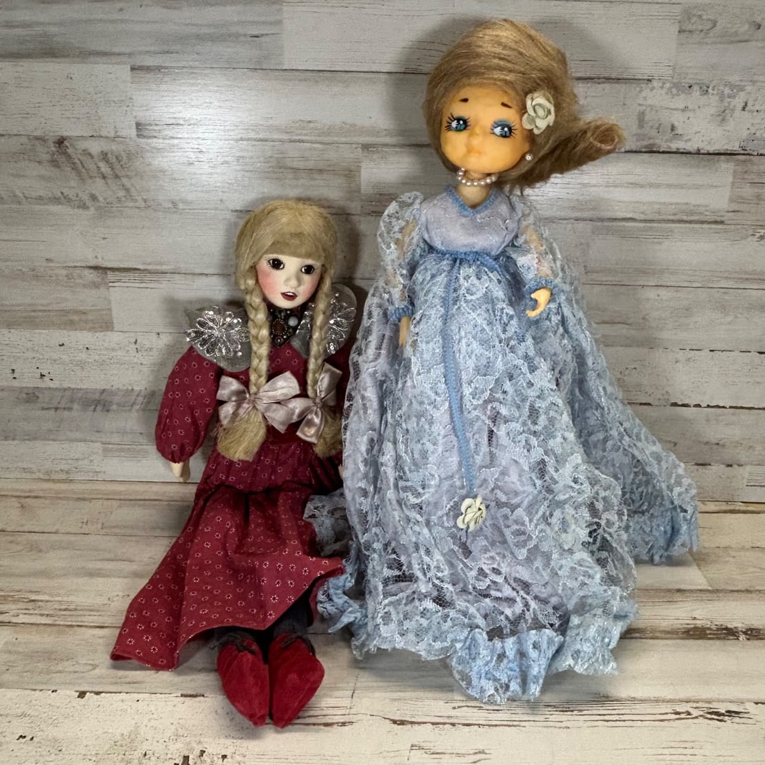 Vintage Porcelain & Fabric Dolls Set - Victorian Style Costumes (1 of 8)