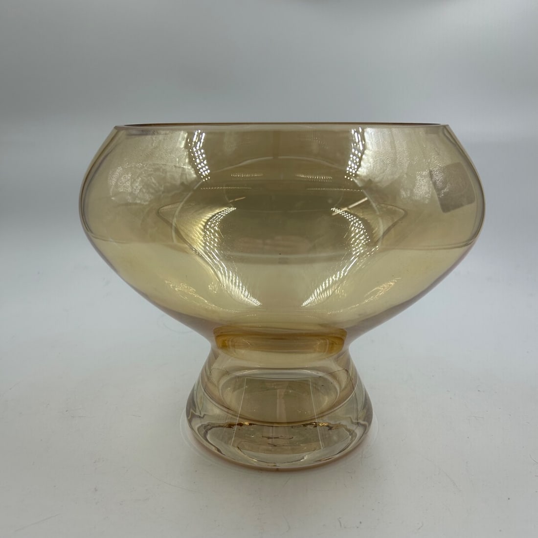 Watra Alicjaglass Hand-made in Poland Amber Glass Footed Bowl Vase Mid-Century Modern (1 of 5)