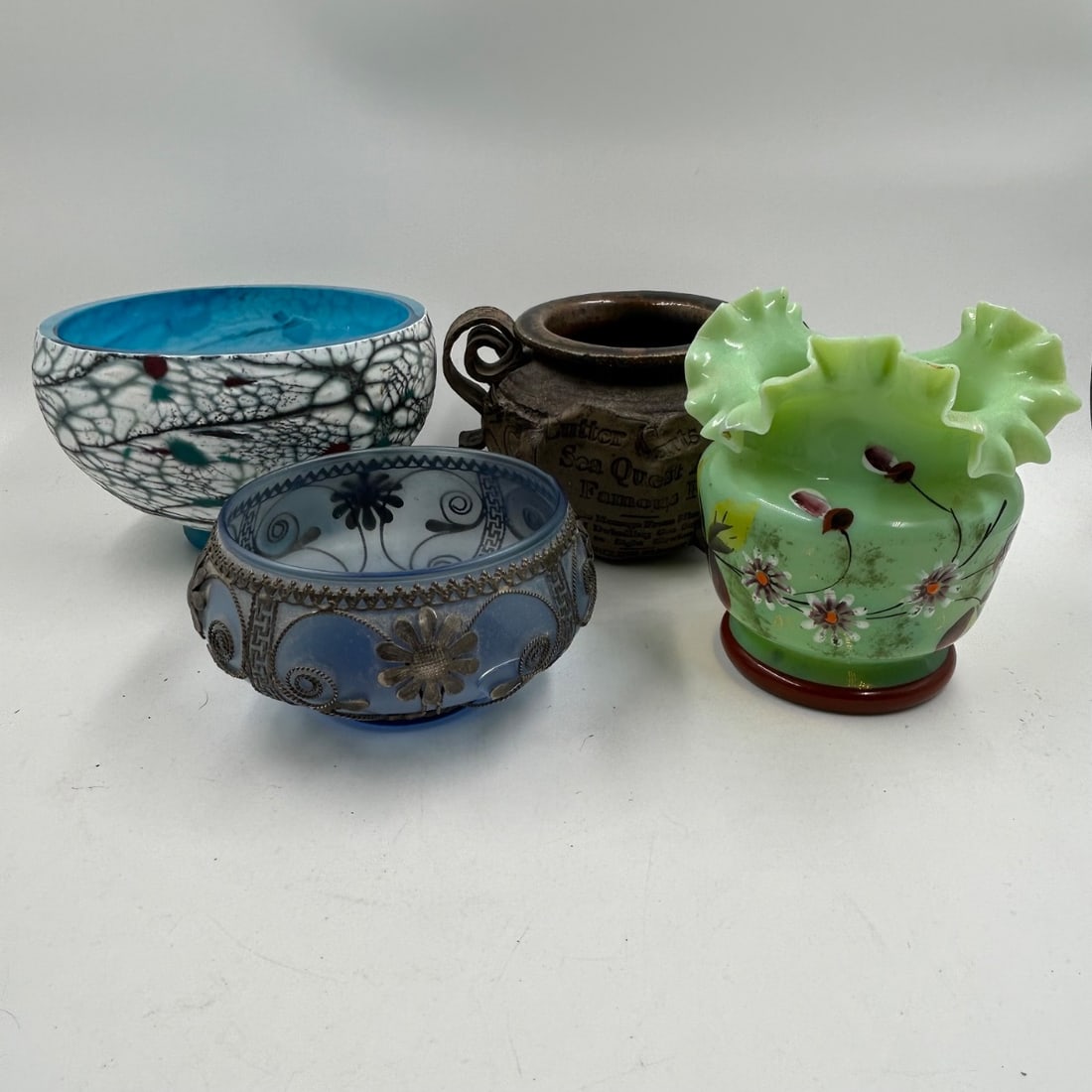 Art Glass Bowls & Vase Collection w/ Robjen 1972 Pottery Vessel (1 of 9)