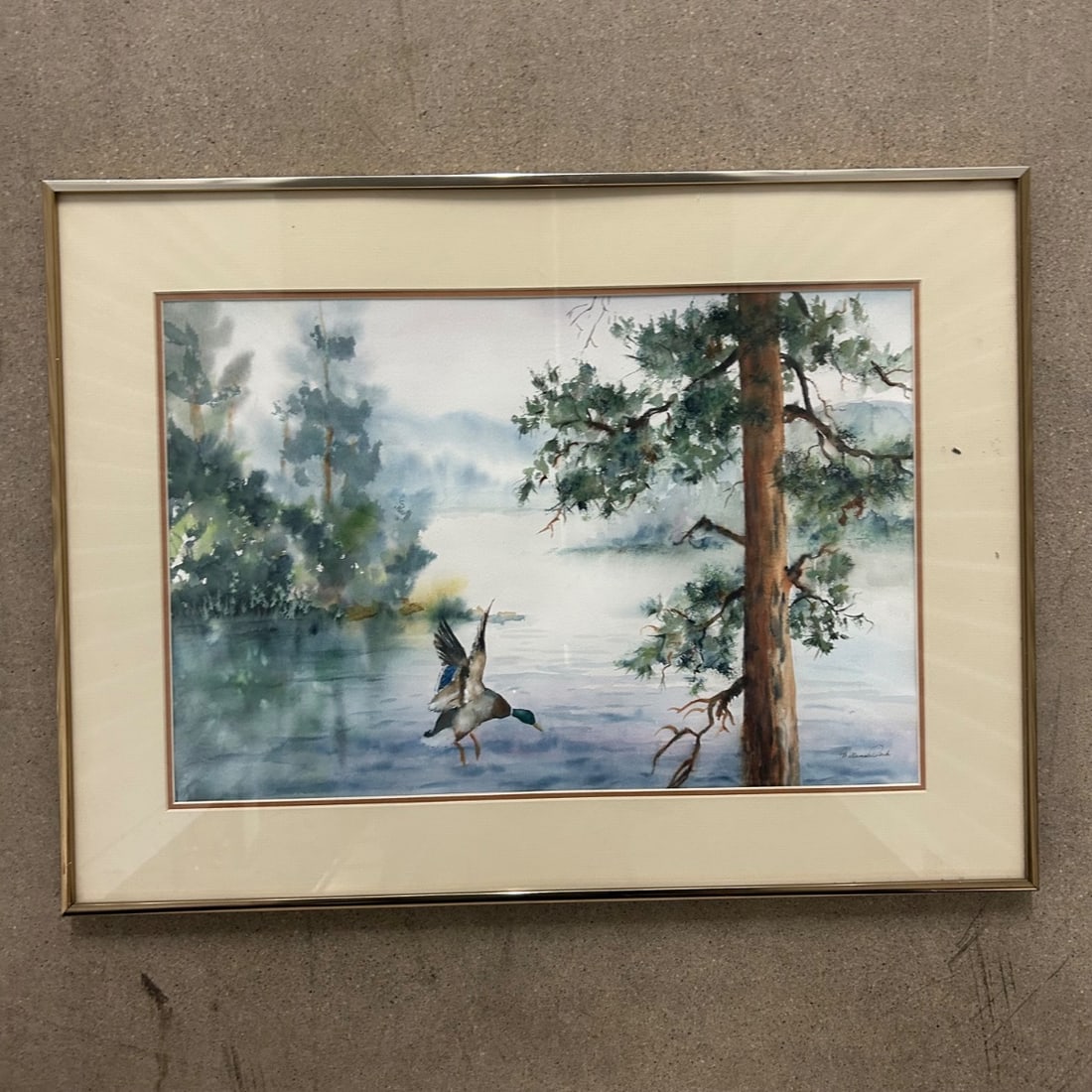 William L. Peck "Mallard Drake" Watercolor Painting Landscape Art Estate (1 of 8)