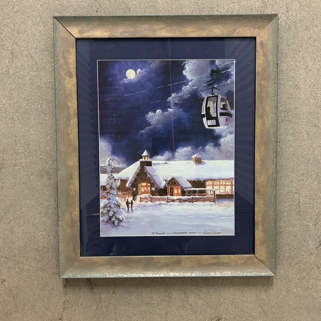 Karen Vance "Winter Park" Ski Resort Gondola Watercolor Painting 2000 Framed (1 of 8)