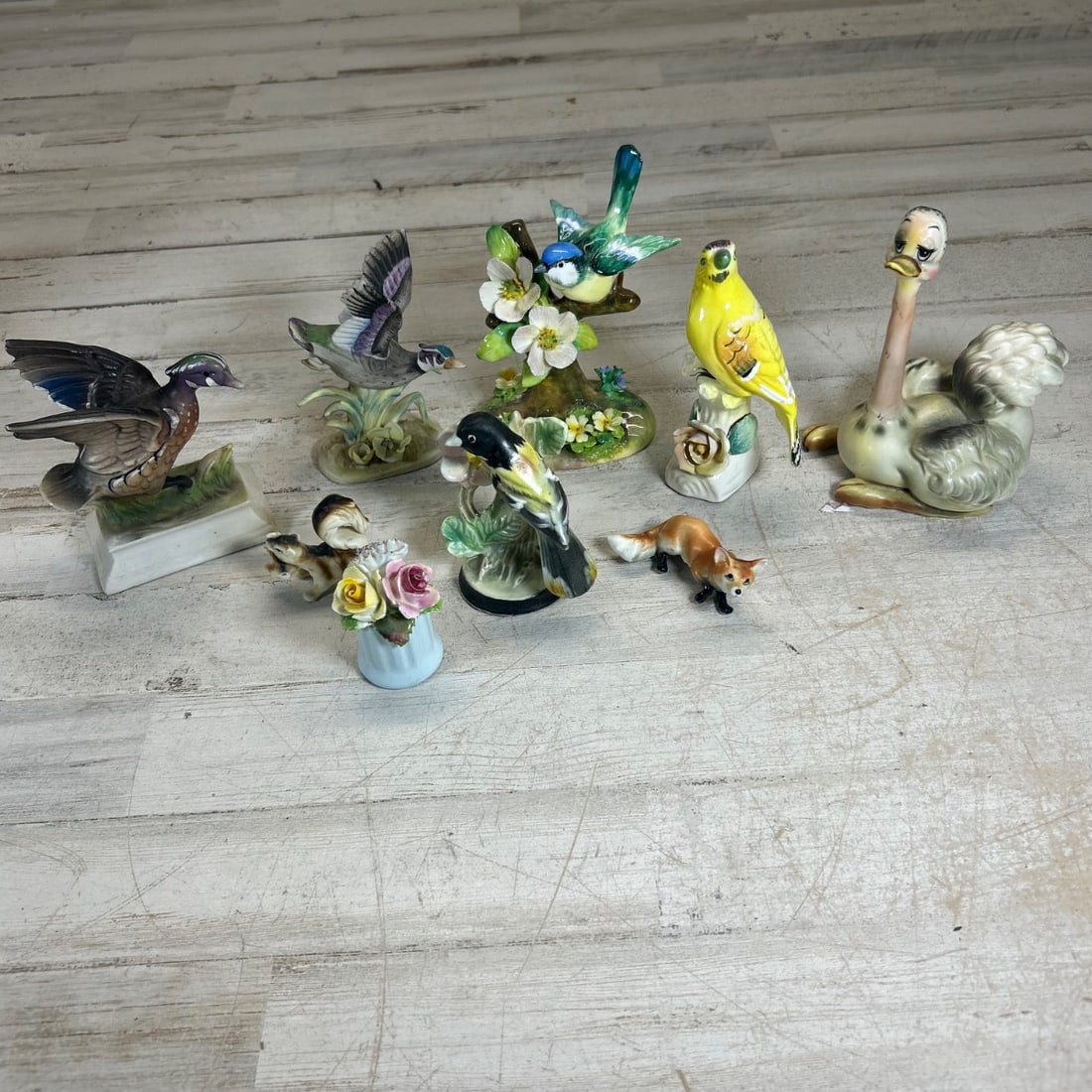 Vintage Porcelain Figurine Collection - Birds, Ostrich, Fox, Flowers (1 of 7)