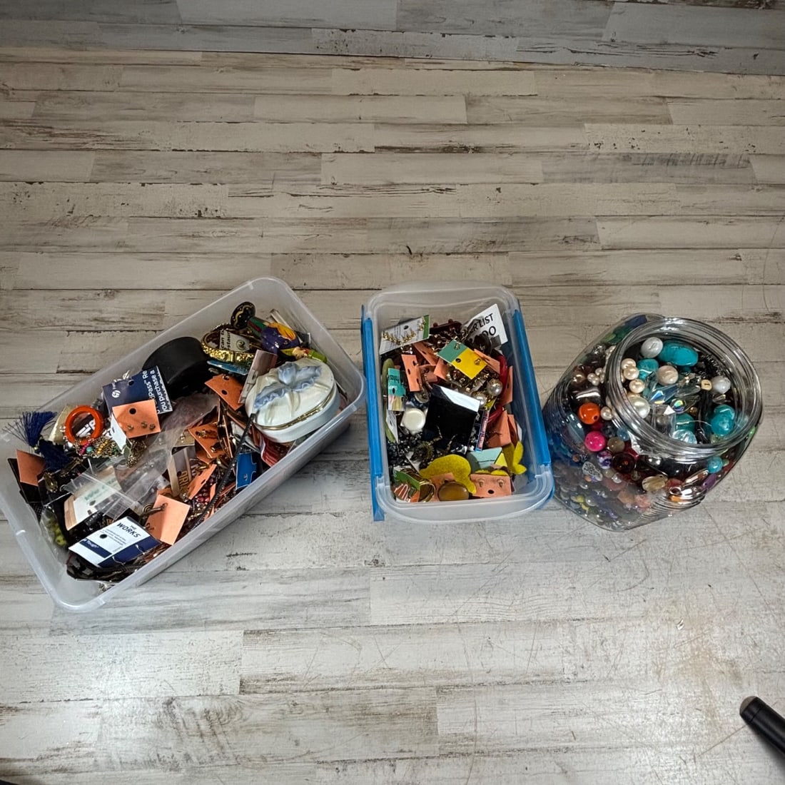 Mixed Lot Vintage Jewelry & Craft Beads - Earrings, Bracelets, Pendants, Jar (1 of 10)