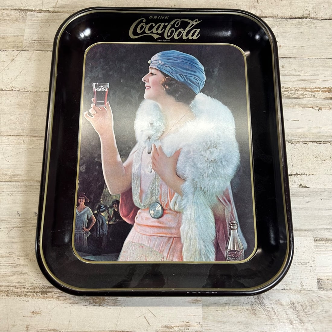 Vintage Coca-Cola Tin Litho Serving Tray Art Deco Lady 1920s Advertising (1 of 7)