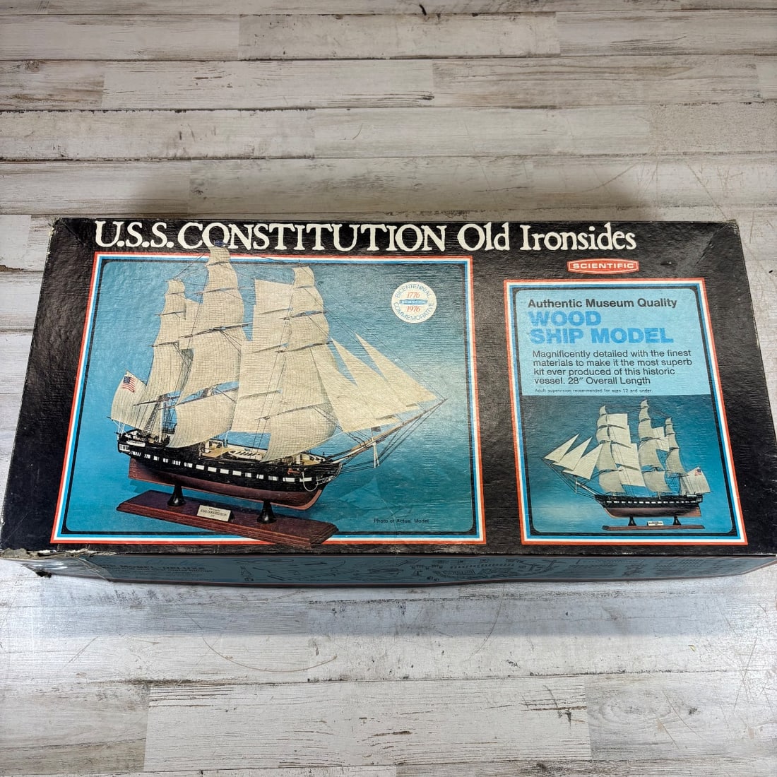 Scientific Models USS Constitution "Old Ironsides" Wood Ship Model Kit 300: This is a Scientific Models, Inc. "Old Ironsides" U.S.S. Constitution wood ship model kit, number 300. The kit features over 275 precision metal castings and promises "Authentic Museum Quality". Desig