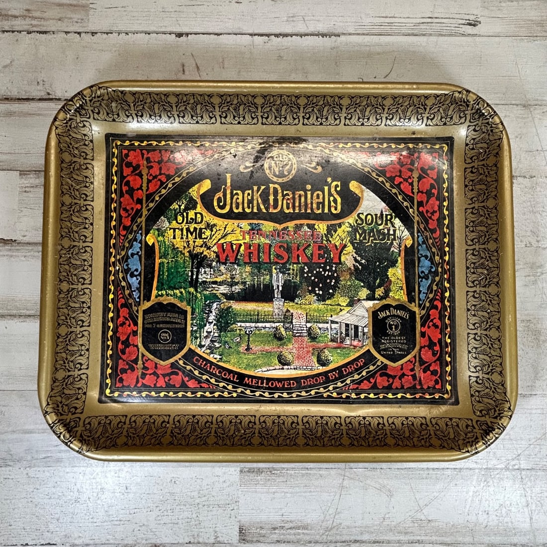 Vintage Jack Daniel's Old No. 7 Tennessee Whiskey Advertising Tray Metal 1970s (1 of 6)