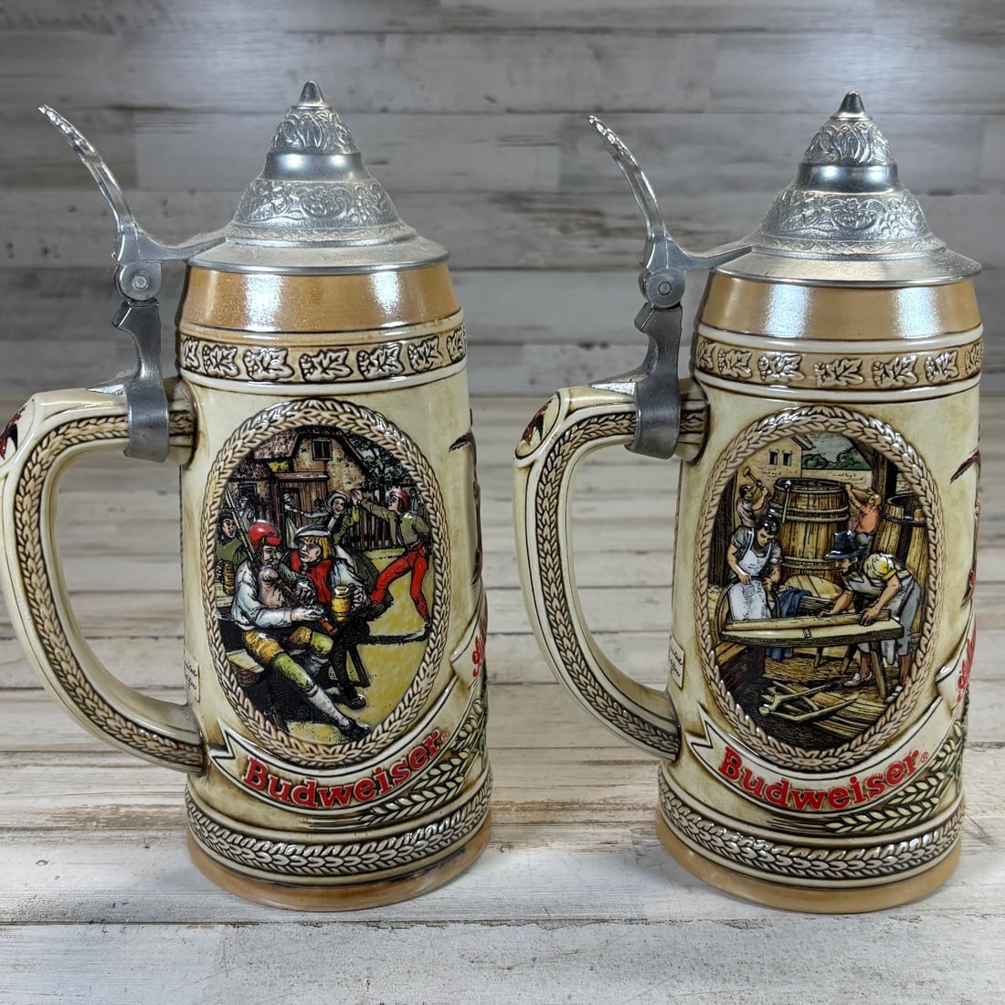 Budweiser "M" & "D" Series Ceramic Pewter Lid Steins Limited Edition - Brazil (1 of 17)