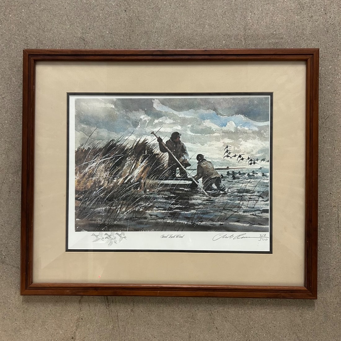 Chet Reneson "Good Luck Wind" Duck Hunting Lithograph Print 319/500 Framed Signed (1 of 10)