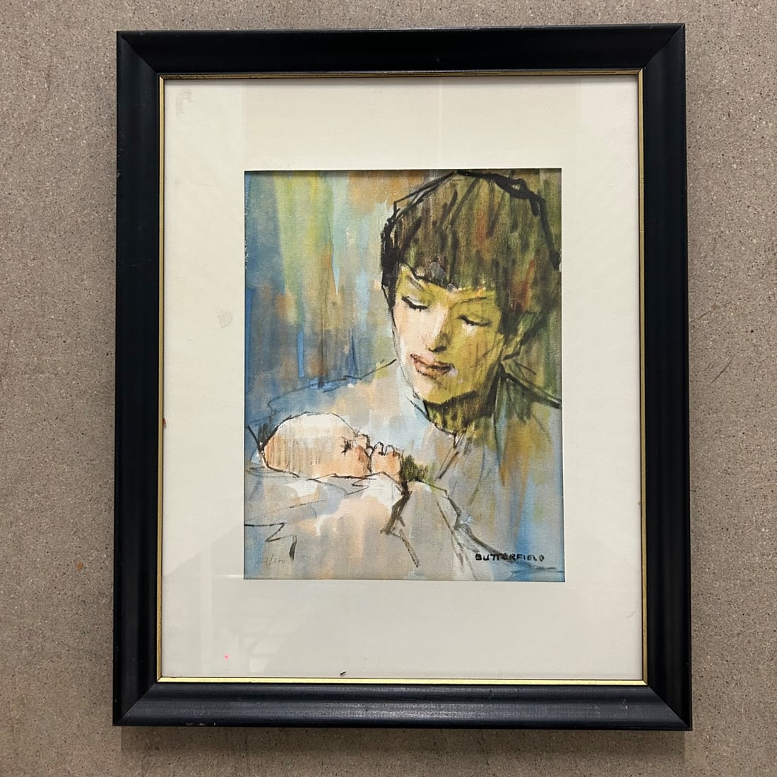Butterfield "Mother and Child" Watercolor Print 102/200 Double Matted Framed Art (1 of 7)