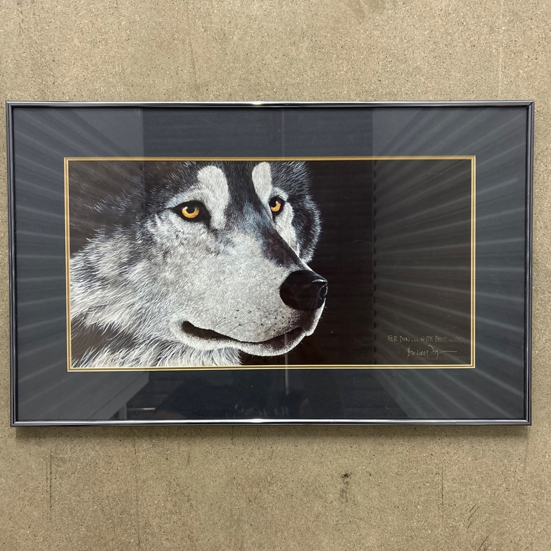 Signed "FOR DON...WITH BEST WISHES" Wolf Portrait Art Print Framed (1 of 6)