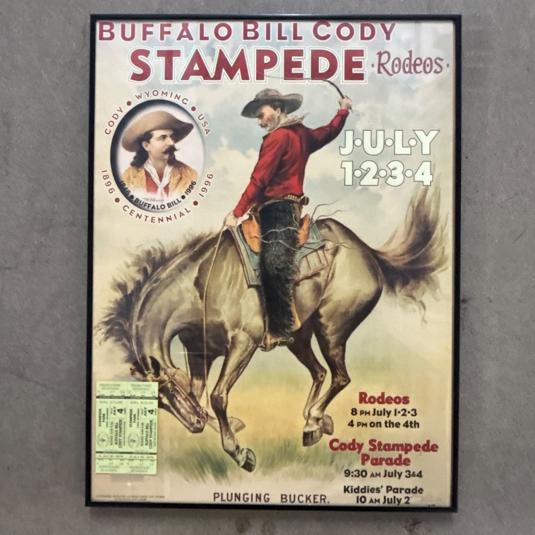 Buffalo Bill Cody Stampede Rodeo Poster Wyoming 1997 (1 of 9)
